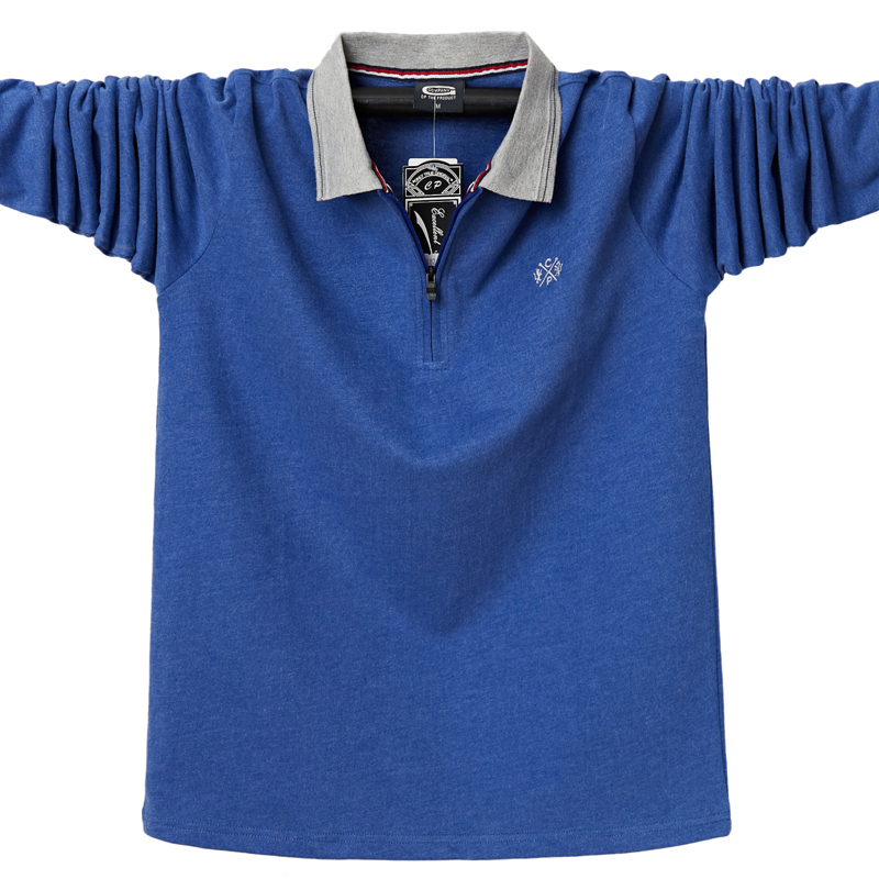 Men Polo Shirt Autumn Casual Fashion Cotton Male Top Tees Long Sleeve Turn-down Collar Men's Polo Shirts Zippers Large Size 6XL 210308