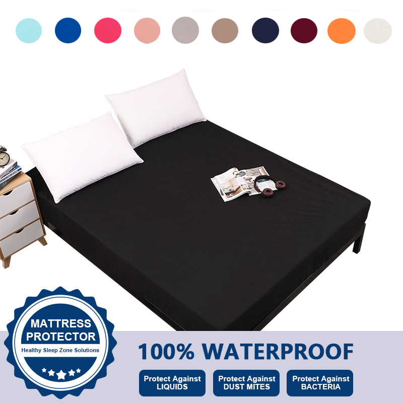 Bedding Fitted Sheet Waterproof Machine Washable 100% Polyester Classic Solid Color US Standard King Queen Full Twin VT2417 от DHgate WW