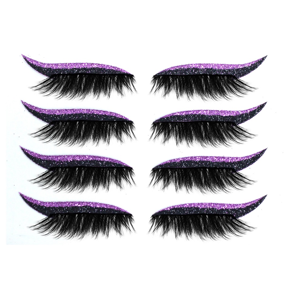 4 Pair Reusable False Lashes Eyeliners Lash Sticker 7 Color Waterproof Eyeliner Eyelash Stickers Easy To Use And Remove