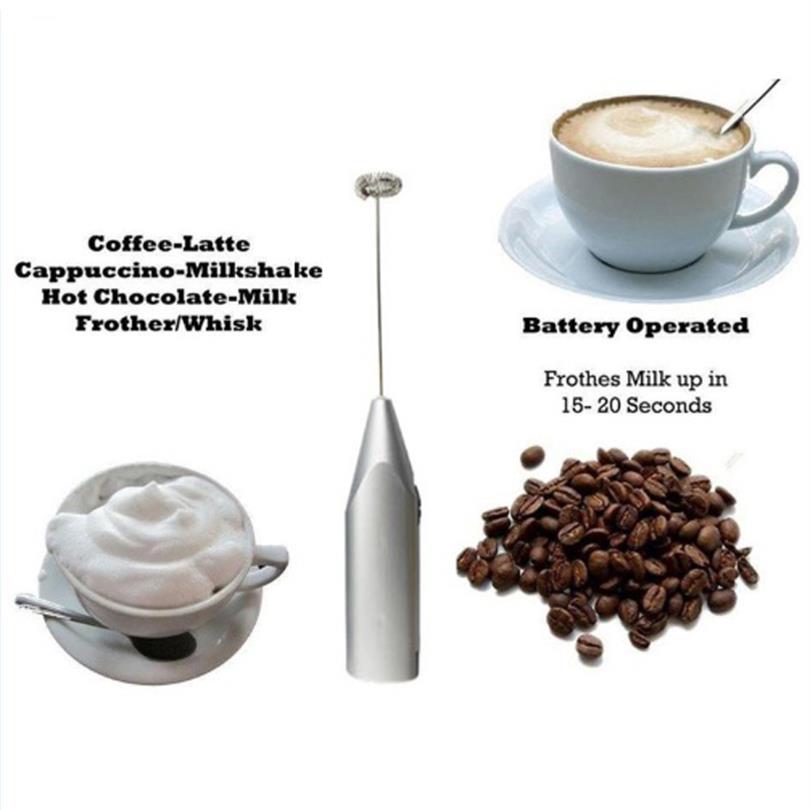 Handheld Stainless Steel Coffee Milk Frother Tool Foamer Drink Electric Whisk Mixer Battery Operated Kitchen Egg Beater Stirrer24532980263Q