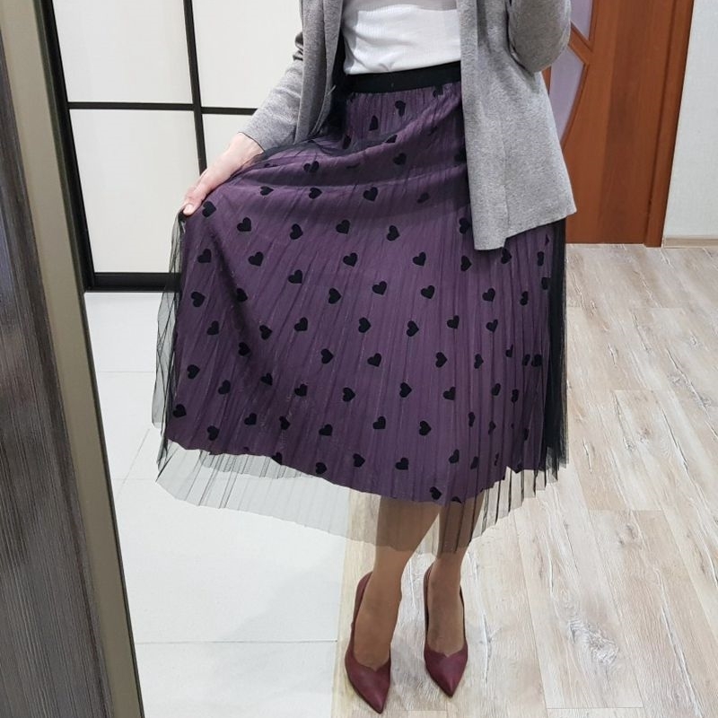 GIGOGOU Heart Shape Women Mesh Pleated Skirt High Waist Long Midi Maxi Skirts Autumn Winter Elegant Velvet Tutu Tulle Skirts 210306