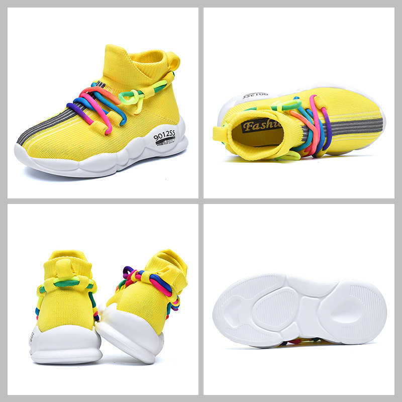 Boys Girls Breathable Children Sneakers Kids Casual Knit Soft Anti-Slip Running Sports Shoes Lightweight Baby Toddler Sock Boots 210914