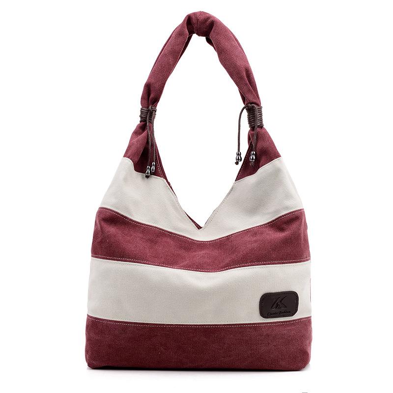 Duffel Bags Style Women's Canvas Handbag Stitching Shoulder Bag Simple Casual All-match Portable Big Shopping Tote, Purple 
Duffel Bags Style Women's Canvas Handbag Stitching Shoulder Bag Simple Casual All-match Portable Big Shopping Tote, Purple