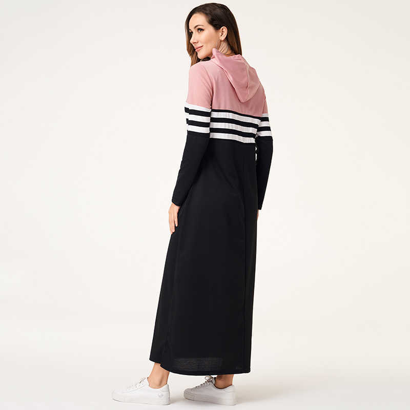 Women Hoodie Dresses Long Sleeve Striped Patchwork Casual Long Dress Loose Female Fashion Women Clothing 210706