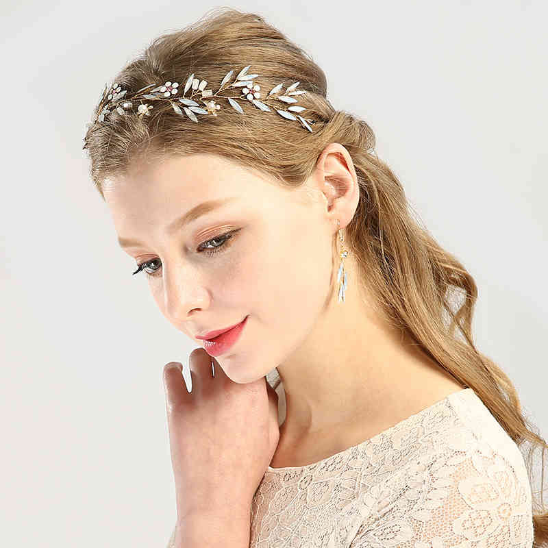 Wedding Hair Jewelry Accessories Special Protein Glass Headdress Gold Flower Crystal Dress Band Bride