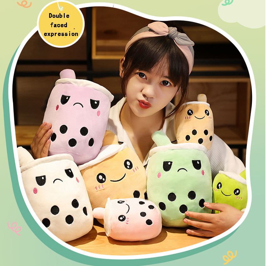 

Cute Reversible Boba Bubble Milk Tea Cup Drink Plush Toys Stuffed Doll Kawaii Baby Kids Children Girls Gifts Home Room Decor