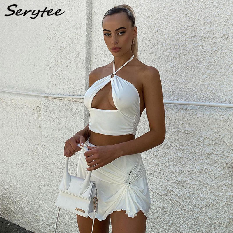 Serytee Sexy Dress Two Piece Skirt Set For Women 2021 Summer Halter Hollow Out Crop Top And Ruffles Skirts Shorts Outfit Sets, White
Serytee Sexy Dress Two Piece Skirt Set For Women 2021 Summer Halter Hollow Out Crop Top And Ruffles Skirts Shorts Outfit Sets, White