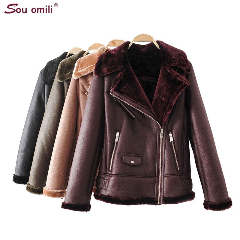 Women's Leather & Faux Warm Fleece Jacket Women Shearling Coats Vintage Motorcycle Overcoat Thicken Chaqueta Cuero Mujer, Black
Women's Leather & Faux Warm Fleece Jacket Women Shearling Coats Vintage Motorcycle Overcoat Thicken Chaqueta Cuero Mujer, Black