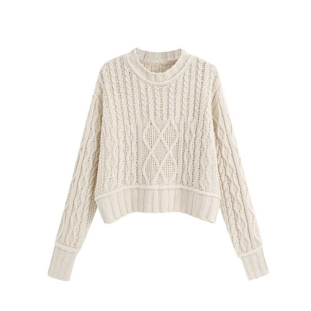 HSA Women Winter Sweater And Pullovers O Neck White Knit Tops Twisted Knit Jumpers Sweater Pullover Sueteres De Mujer 210716