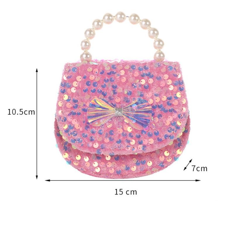 Korean Kids Mini Purses Handbags Cute Backpacks Shinny Sequin Girls Messenger Bag Baby Purse Party Hand Bag Gift