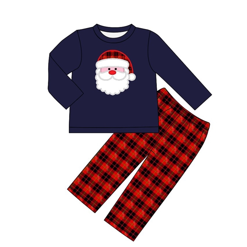 Autumn Clothes Navy Blue Long Sleeve Top And Red Plaid Trousers Christmas Old Man's Head Embroidery Patterns Boys 211018, Cjx21-10-6-3
Autumn Clothes Navy Blue Long Sleeve Top And Red Plaid Trousers Christmas Old Man's Head Embroidery Patterns Boys 211018, Cjx21-10-6-3