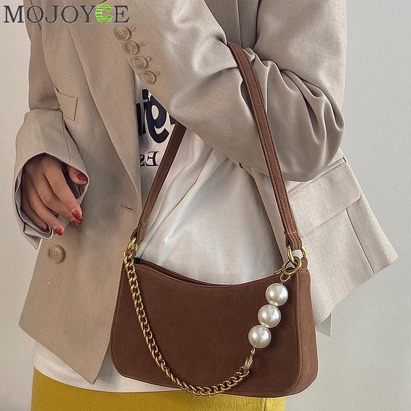 Velvet Pearl Chain Crossbody Bags Simple Solid Color Summer Lady Shoulder Handbags Female Simple Totes for Women 2021 Trend, Brown
Velvet Pearl Chain Crossbody Bags Simple Solid Color Summer Lady Shoulder Handbags Female Simple Totes for Women 2021 Trend, Brown