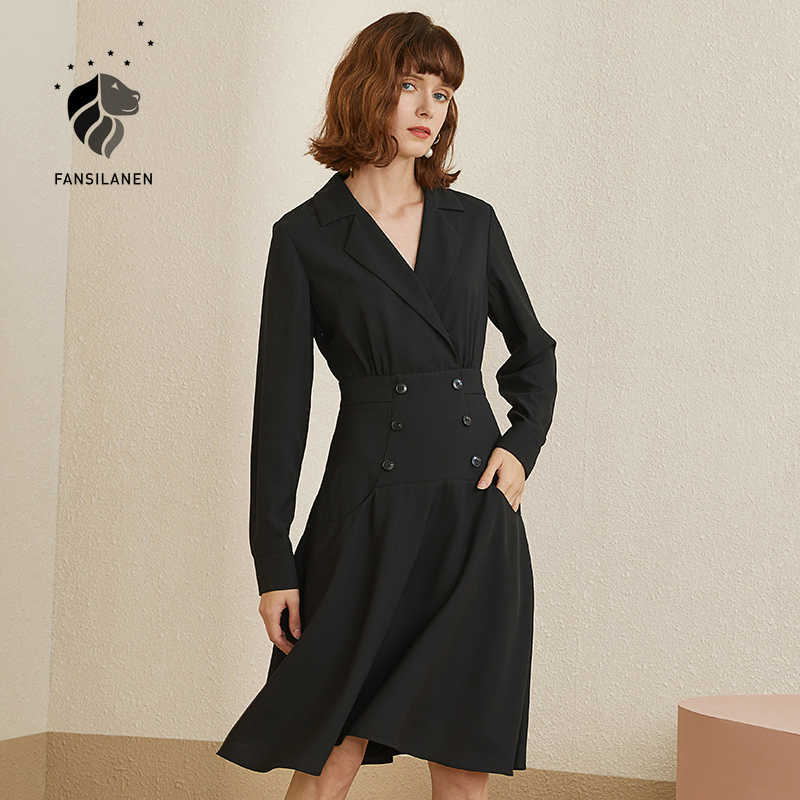 FANSILANEN Elegant office lady black blazer dress Women sliming sexy autumn winter Vintage long sleeve party midi 210607
FANSILANEN Elegant office lady black blazer dress Women sliming sexy autumn winter Vintage long sleeve party midi 210607