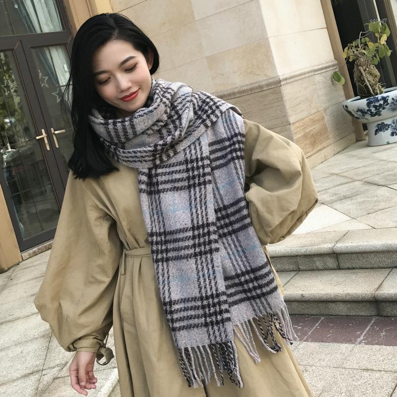 Scarves Plaid Cashmere Scarf Korean Women's Thickened Shawl Winter Knitted Harajuku Mask For Face, Blue;gray
Scarves Plaid Cashmere Scarf Korean Women's Thickened Shawl Winter Knitted Harajuku Mask For Face, Blue;gray