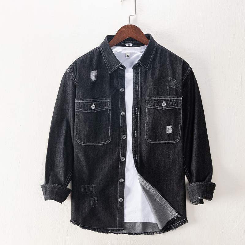 2021 Spring and Fall with Long Sleeves Man-branded Shirt Black Cotton Denim Shirts Fashion Men's Clothes Kbwb, Sky blue
2021 Spring and Fall with Long Sleeves Man-branded Shirt Black Cotton Denim Shirts Fashion Men's Clothes Kbwb, Sky blue
