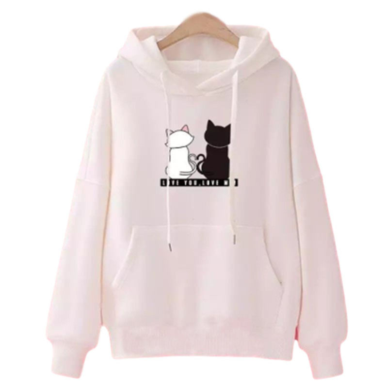 Streetwear Hoodies Women Sweatshirt Autumn Long Sleeve Harajuku Hoodie Cute Cat Print Sweatshirt sudadera mujer