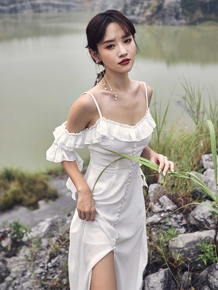 Beach Dress Summer White Red Off the Shoulder Botton Slit Women Boho Sleeveless Backless Party Dresses 210608
Beach Dress Summer White Red Off the Shoulder Botton Slit Women Boho Sleeveless Backless Party Dresses 210608