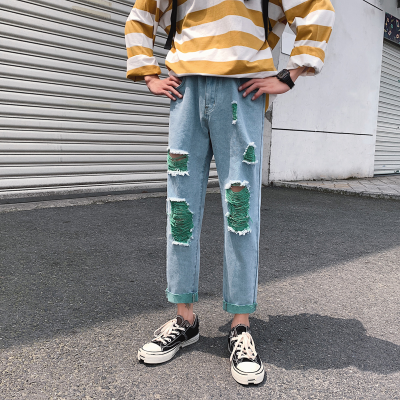 2021 New Summer Men's Green Color Holes Wash Jeans Fashion Trend Leisure Casual Pants Baggy Homme Nice Trousers Plus Size 28-33 V3gl, Baby blue
2021 New Summer Men's Green Color Holes Wash Jeans Fashion Trend Leisure Casual Pants Baggy Homme Nice Trousers Plus Size 28-33 V3gl, Baby blue