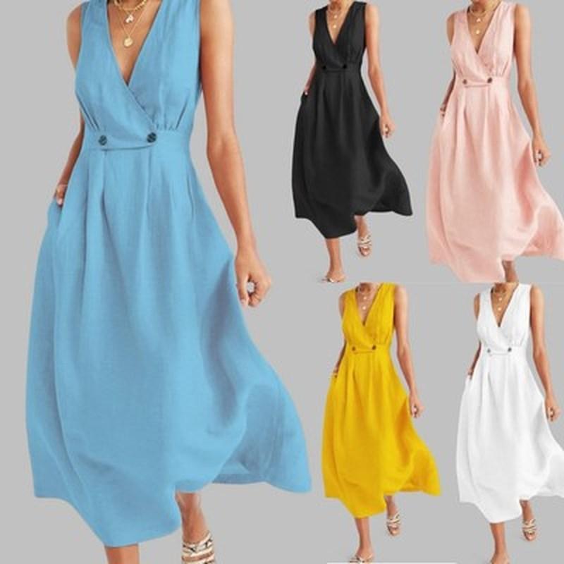 Casual Dresses Plus Size Women Vintage Cotton Maxi Dress 2021 Summer Sexy V Neck Sleeveless Long White Button Loose Party Vestidos, Black
Casual Dresses Plus Size Women Vintage Cotton Maxi Dress 2021 Summer Sexy V Neck Sleeveless Long White Button Loose Party Vestidos, Black