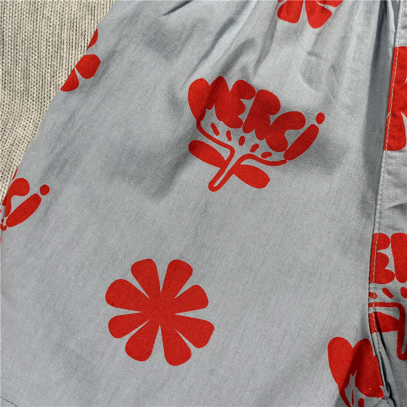 Summer new boys and girls children's and children's shorts, splash ink puppy cherry print cotton shorts pocket elastic shor 210308