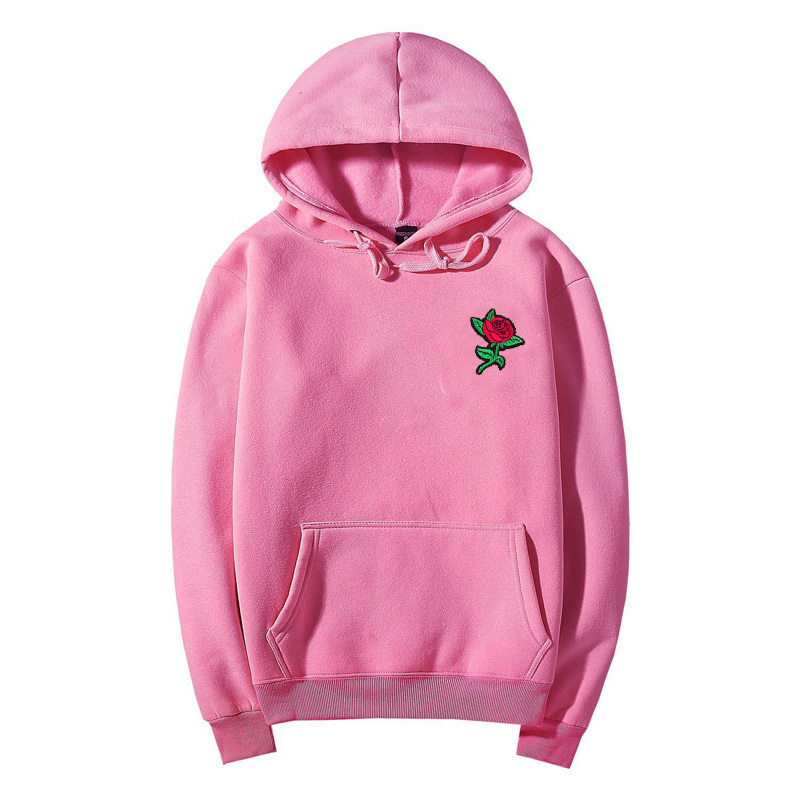 Autumn Winter Rose Hoodies Men's Sweatshirts Rose Embroidery Cotton Men Women Oversize Hoody US Size XSXL 201020
