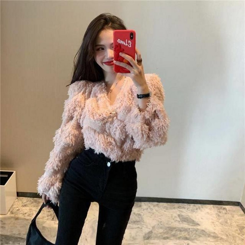 Korean Women Knitted Knit Fringe Sweater Cardigan Lazy Mohair Winter Handmade Crochet Jacket Fluffy Coat Autumn Outwear 210218