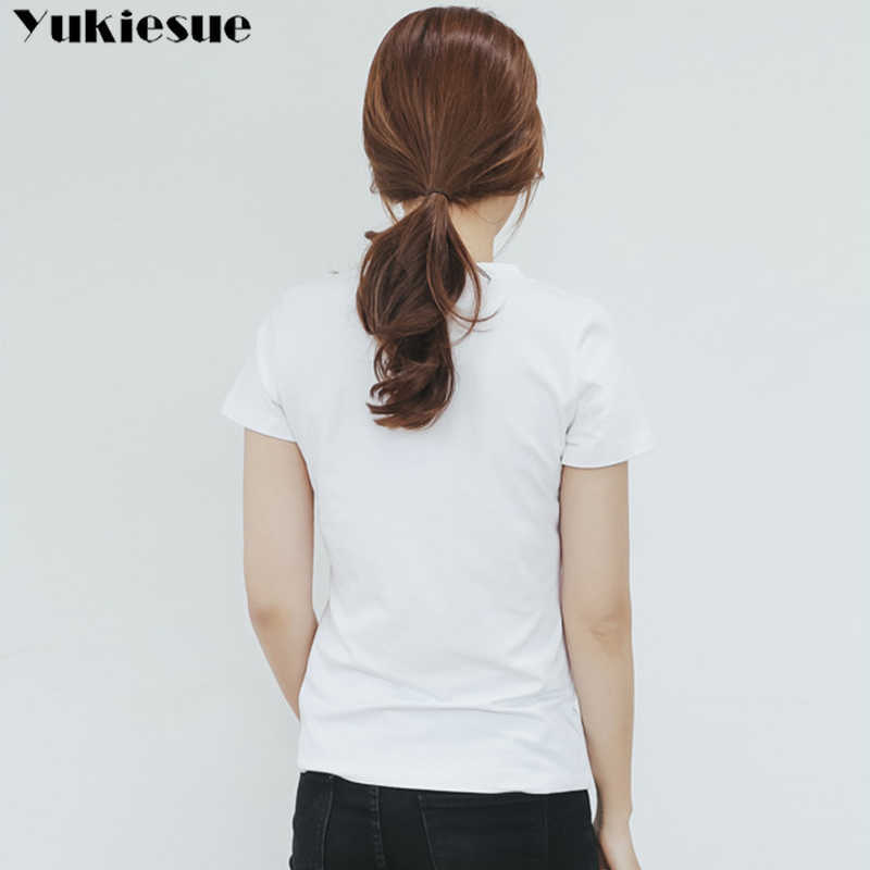 Female T-shirt Women Tops Summer Cotton T-Shirts For Black White Plus Size Tshirt Short Sleeve T Shirts 210608