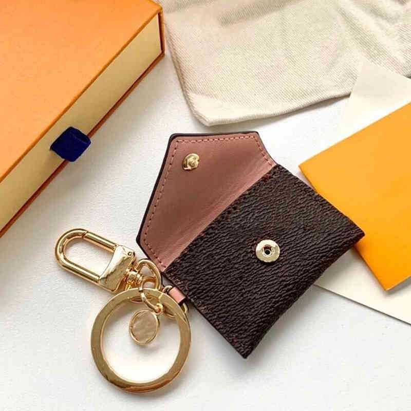 High Quality Coin Purse Fashion keychain Wallet Pendant Car Chain Brown Flower Mini Bag Small Jewelry Gift Accessories key ring