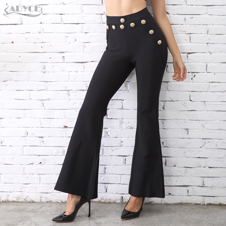 Adyce New Summer Women Runway Bandage Pants Fashion White Red Wide Leg Pants Elegant Celebrity Evening Party Pants Trousers 201111