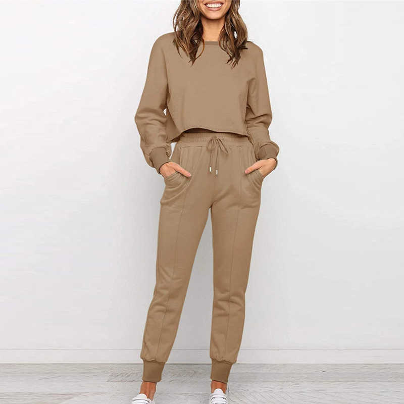 Women' Casual Sport Two Piece Sets Lantern Sleeve Pullover Cropped Top And Drawstring Pant Set For Female Autumn Tracksuit 210709, Black
Women' Casual Sport Two Piece Sets Lantern Sleeve Pullover Cropped Top And Drawstring Pant Set For Female Autumn Tracksuit 210709, Black