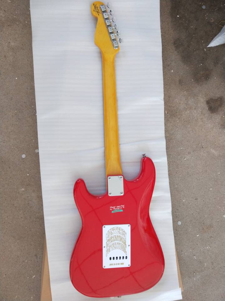 Custom Shop Jimi Hendrix's Monterey Tribute Hendrix Monterey Red White Electric Guitar Tremolo Bridge, Vintage Tuners