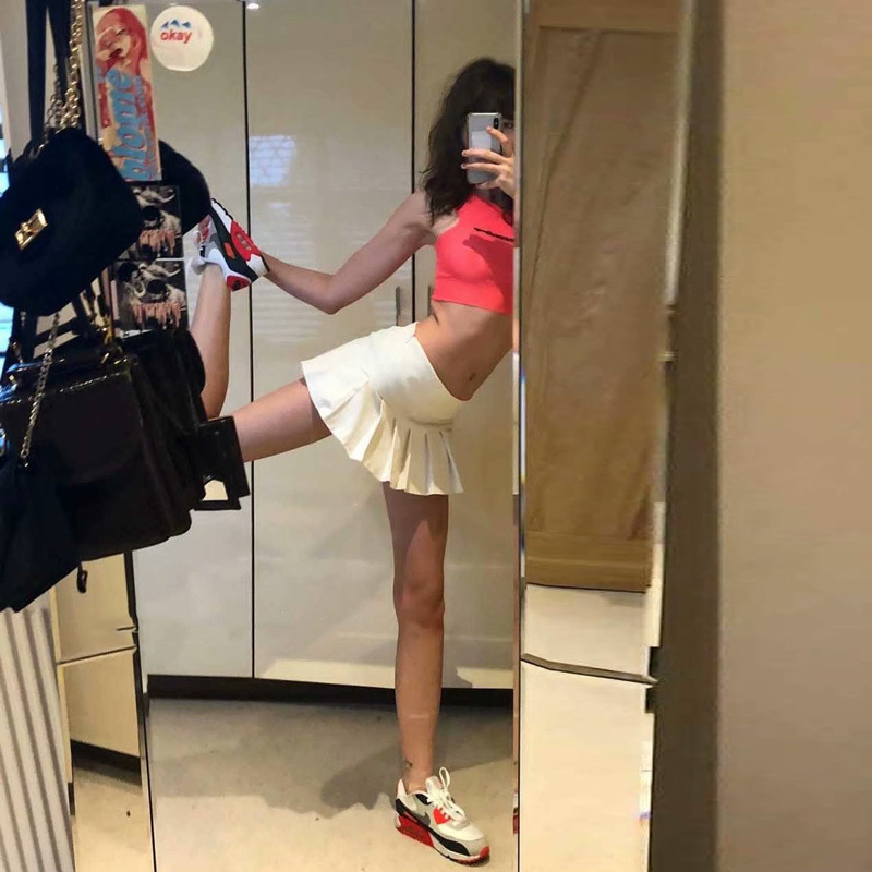 Women Fashion Summer Sexy High Waist Pleated Skirt Streetwear White Above Knee Mini Short Ball Gown Casual Sport Skirt 210306