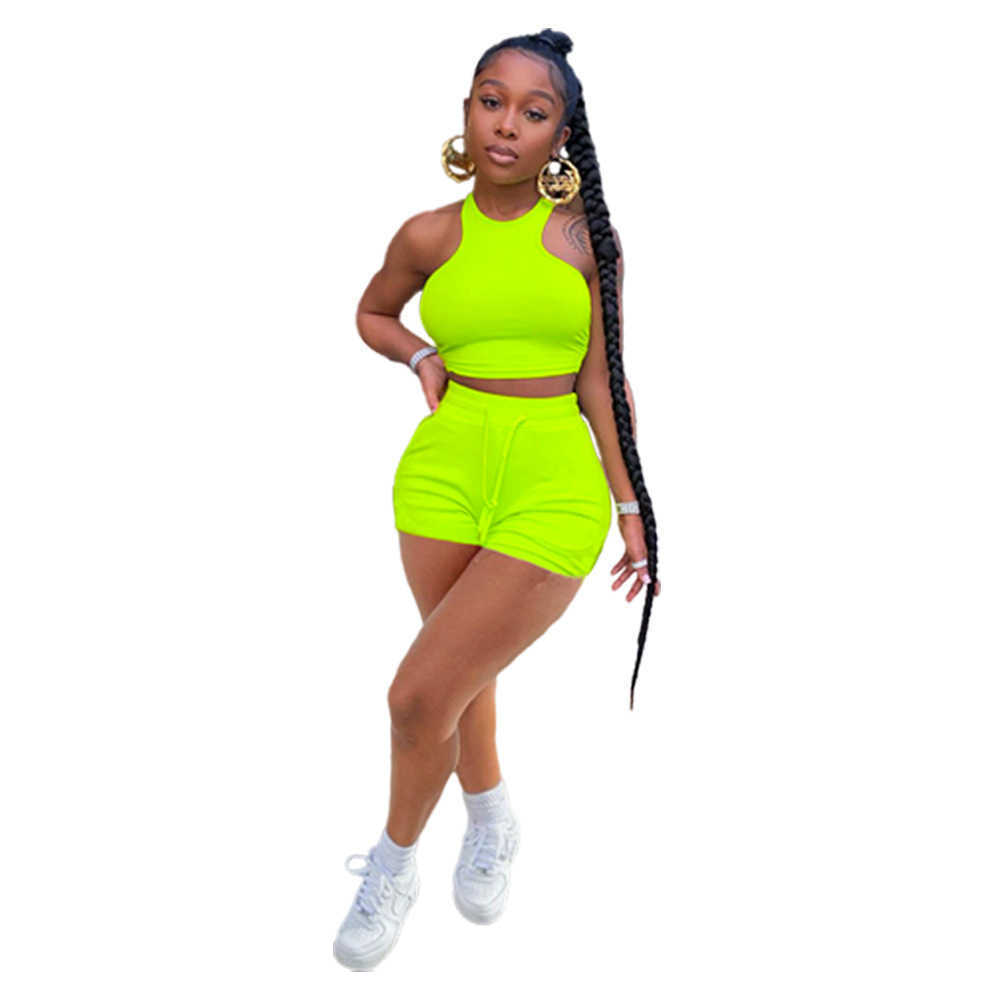 Women Tracksuits Designer Sleeveless Vest Shorts Solid Color 2 Piece Jogger Sets Yoga Outfits Clothes Plus Size Sportwear 8 Colours