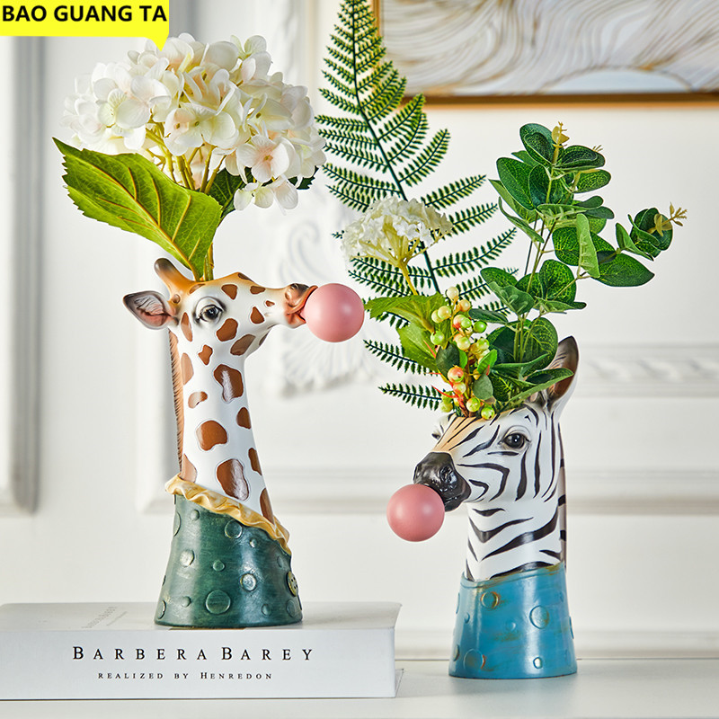 BAO GUANG TA Resin Animal Head Vase FlowerPot Bubble Gum Room Decoration Simulation Zebra Panda Deer Creative Crafts Decor 210310
BAO GUANG TA Resin Animal Head Vase FlowerPot Bubble Gum Room Decoration Simulation Zebra Panda Deer Creative Crafts Decor 210310