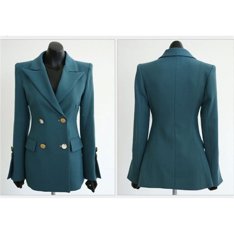 Runway Women's Blazer Suit 2 Pieces Set Autumn Elegant Fashion Doublebreasted OL Bussines Office Lady Blazer Pants Suits