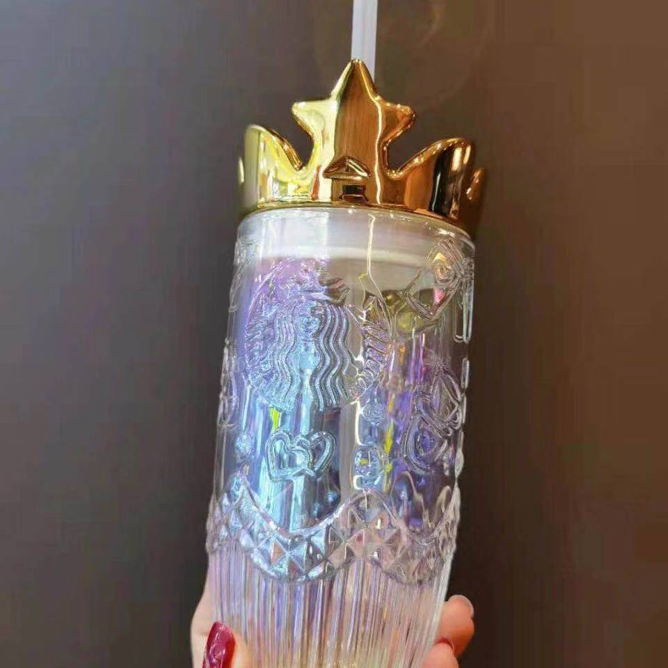 400ML to 500ML 2021 Limited Edition Mugs Valentine's Day Symphony Crown Glass Cup with Straw Accompanying Cups3564022