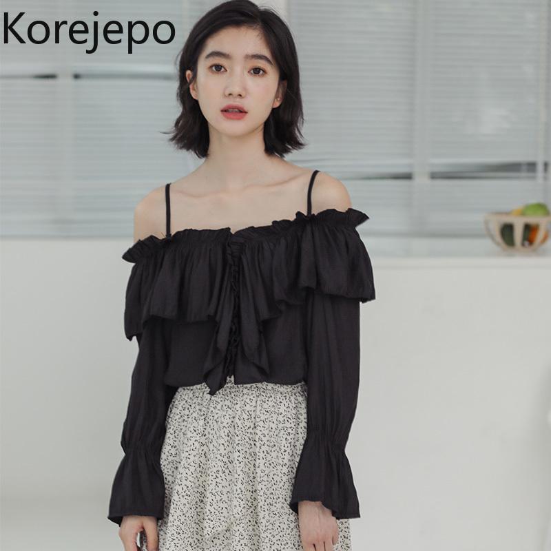Women's Blouses & Shirts Korejepo Women Shirt 2021 Summer Korean Chic Retro Sweet Sexy Slash Neck Off-the-shoulder Simple All-match Sling Fe, Black
Women's Blouses & Shirts Korejepo Women Shirt 2021 Summer Korean Chic Retro Sweet Sexy Slash Neck Off-the-shoulder Simple All-match Sling Fe, Black