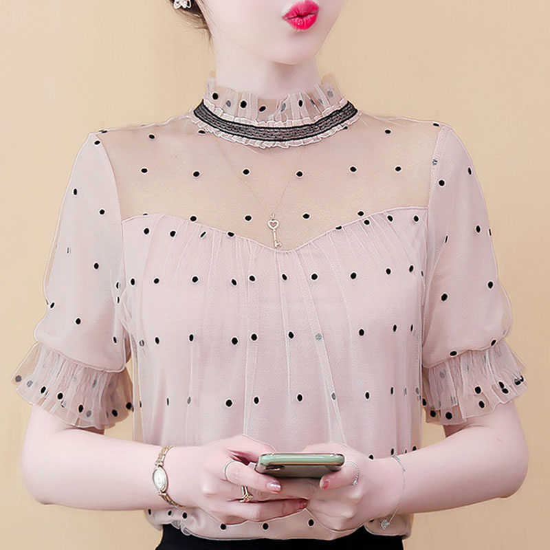Blusas Mujer De Moda Blouse Women Short Sleeve Summer Blouse Shirt Women Tops Stand Collar Dot Chiffon Blouse Shirts D41 210602, Pink
Blusas Mujer De Moda Blouse Women Short Sleeve Summer Blouse Shirt Women Tops Stand Collar Dot Chiffon Blouse Shirts D41 210602, Pink