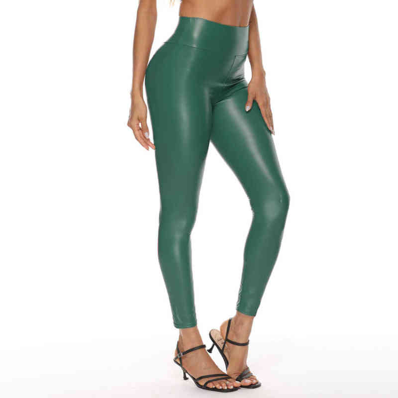 Multicolor Plus Size Women Leggings Winter Autumn High Waist Leather PU Brown Pants Sexy Oversize Female Seamless 211204