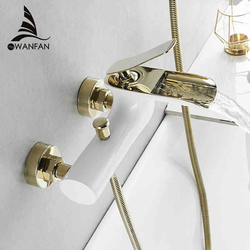 Bathroom Shower Sets Bathtub Faucets Gold Bath White Mixer Tap Dual Contral Wall Mounted for Wf-6018k T7sl
Bathroom Shower Sets Bathtub Faucets Gold Bath White Mixer Tap Dual Contral Wall Mounted for Wf-6018k T7sl