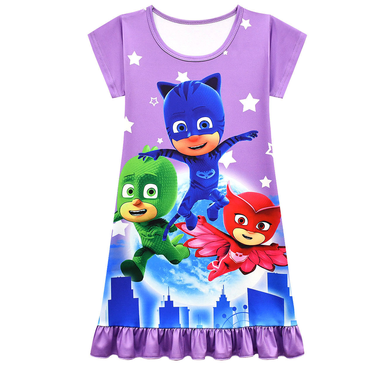 Children's New Fashion nightdress dresses pajamas little hero PJ Masks clothing kids short-sleeved ruffle, Purple
Children's New Fashion nightdress dresses pajamas little hero PJ Masks clothing kids short-sleeved ruffle, Purple