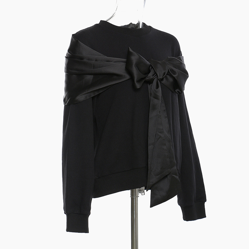 Patchwork Bowknot Chic Sweatshirt For Women O Neck Long Sleeve Casual Black Pullovers Female 2021 Fall Fashion New
Patchwork Bowknot Chic Sweatshirt For Women O Neck Long Sleeve Casual Black Pullovers Female 2021 Fall Fashion New