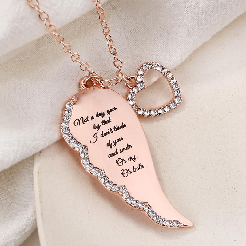 Pendant Necklaces Fashion Women Long Chain Wing Heart Necklace Simple Choker Jewelry Gift