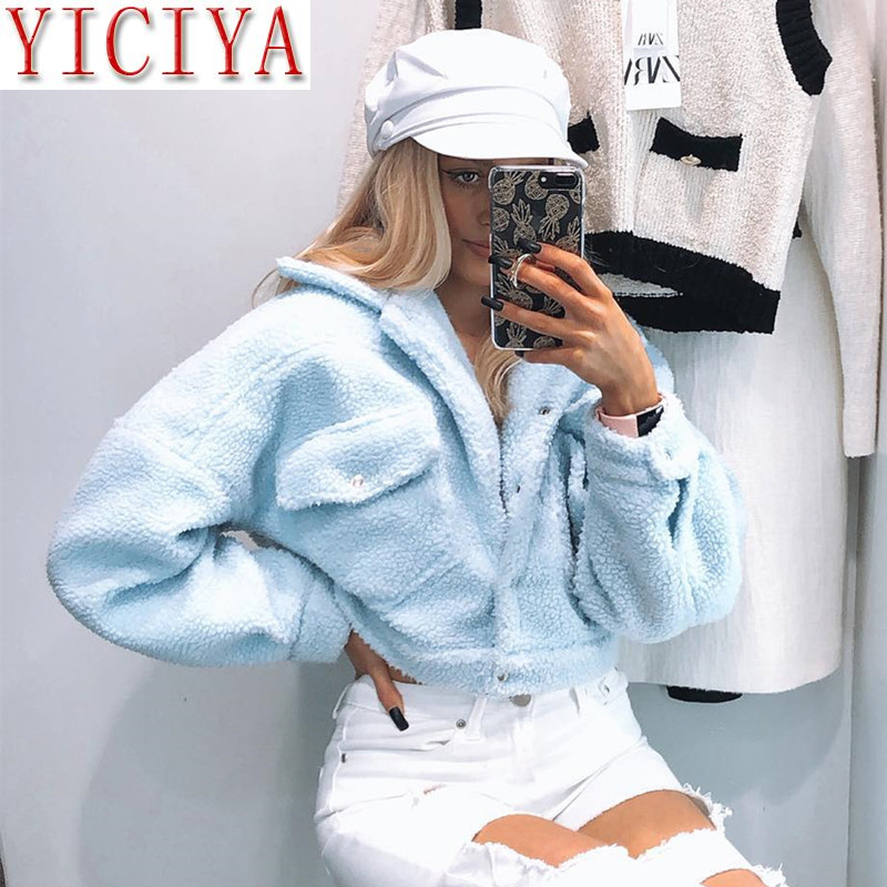 Coats Winter Cozy Faux Lambswool Fleece Jackets Women Autumn Warm Fashion Coats Long Sleeve Casual Pocket Button Outerwear 201019