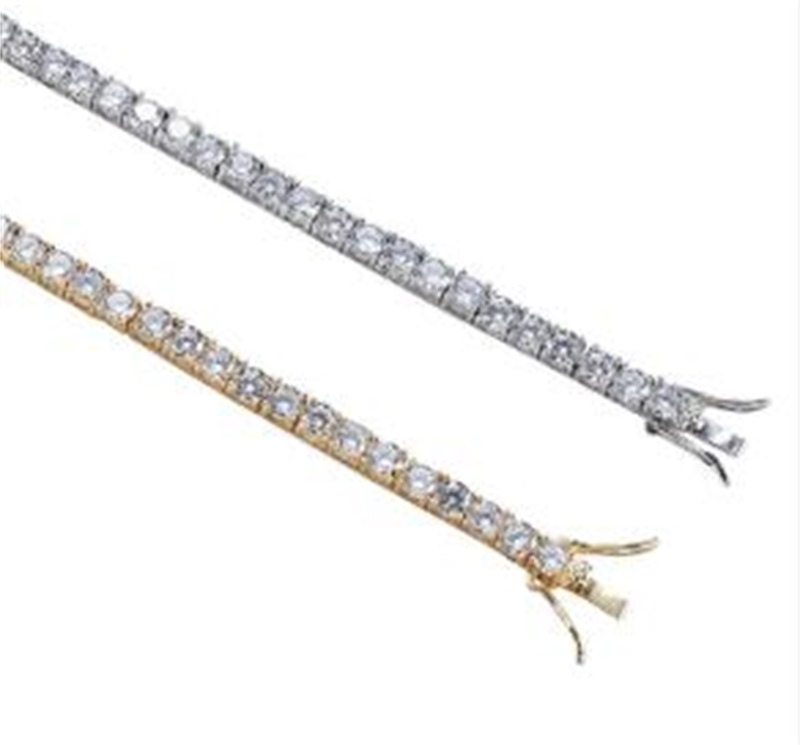 hip hop tennis diamonds chain bracelets for men fashion luxury copper zircons bracelet 7 inches 8 inches golden silver chains jewe