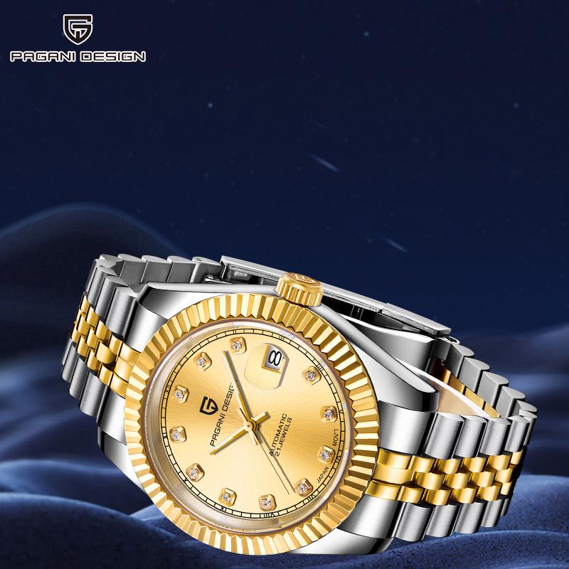 Wristwatches PAGANI DESIGN Mens Automatic Watch Top Business Gold Stainless Steel Waterproof Mechanical Clock NH35A, All gold
Wristwatches PAGANI DESIGN Mens Automatic Watch Top Business Gold Stainless Steel Waterproof Mechanical Clock NH35A, All gold