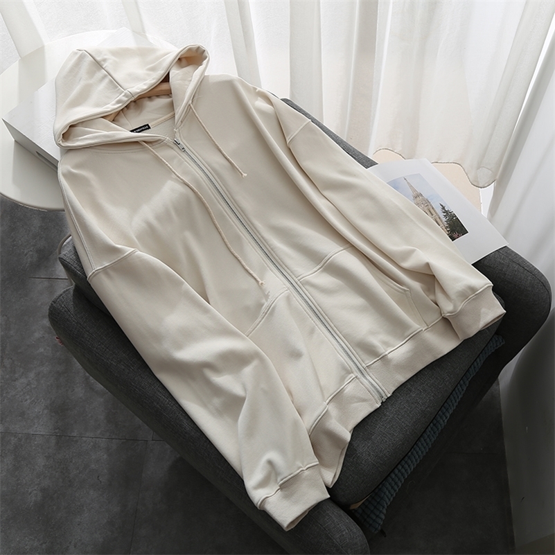 Oversize girls loose white hoodies fashion ladies elegant sweatshirts chic female vintage soft cotton sweatshirt women 201209