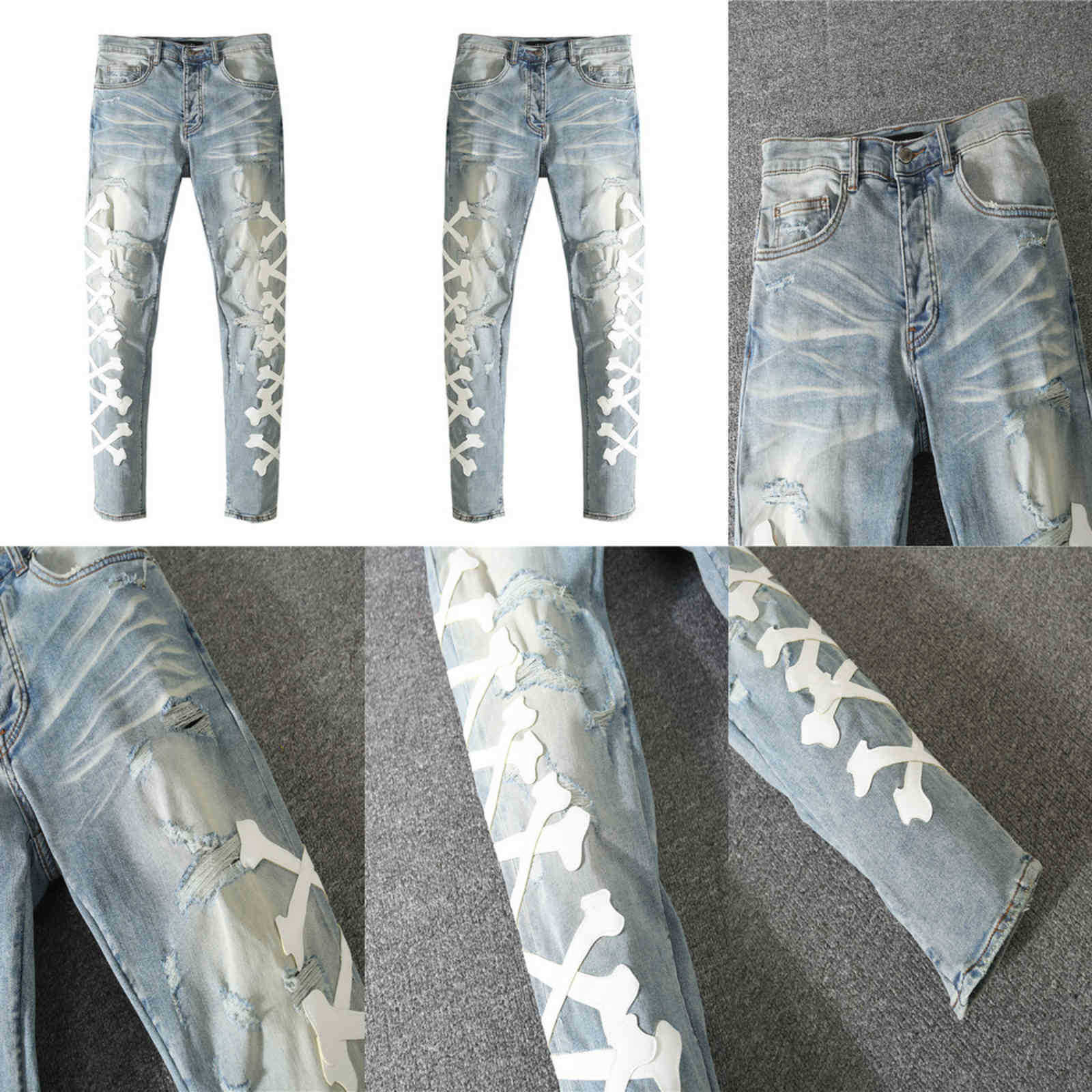 amiry jeans wash water blue hole making old stickers leather embroidered bone elastic Slim Fit Men's high street
amiry jeans wash water blue hole making old stickers leather embroidered bone elastic Slim Fit Men's high street