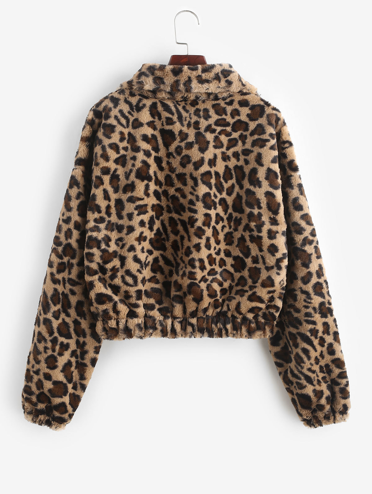 Women Leopard Print Sweatshirt Lady Warm Drop Shoulder Long Sleeve Zipper Tops Loose Fluffy Causal Pullover Sweatshirt T200113