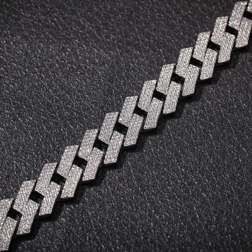 THE BLING KING 20mm Miami Prong Cuban Link Bracelet 3 Row Full Iced Out Rhinestones 7inch 8inch Bracelet Mens Hiphop Jewelry 210609